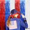 4 Pack 3.2Ft x 6.6Ft Independence Day Fringe Curtain Backdrop, Red Blue White Metallic Tinsel Foil Fringe Streamers Curtains Background for Photo Booth Birthday Wedding Carnival Party Decorations